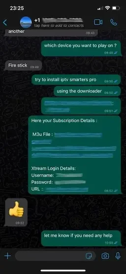 WhatsApp conversation with a customer, 5 of 5